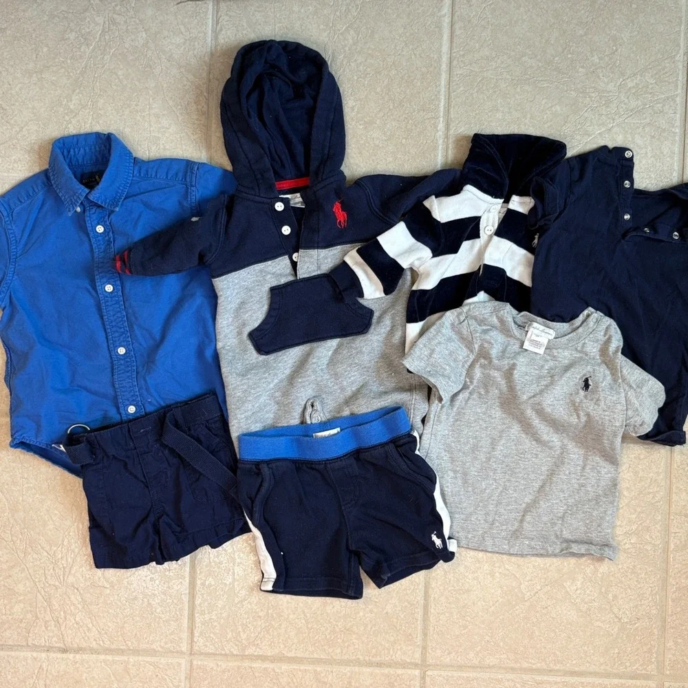 Ralph Lauren Baby Boy Mixed Size 3-12 Month Bundle Lot Shirt Shorts Polo Hoodie